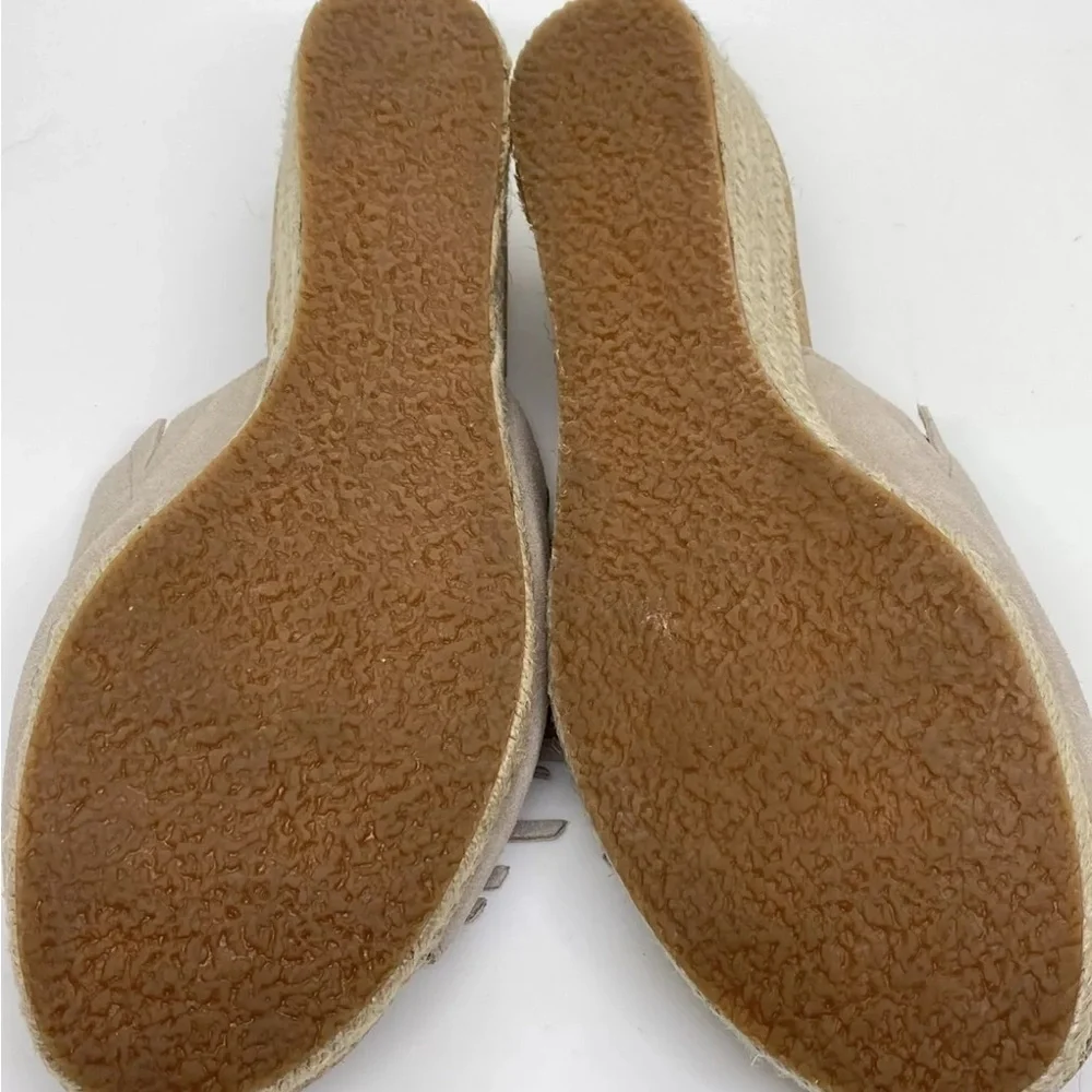 🍍 Size 7UGG Womens Dane Espadrille Wedge Slide Sandals Shoes Suede Fringe Beige